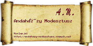 Andaházy Modesztusz névjegykártya